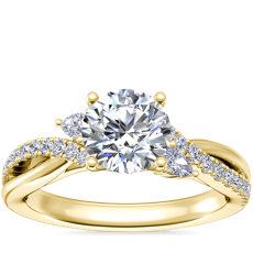 Romantic Diamond Floral Asymmetrical Twist Engagement Ring in 14k Yellow Gold (1/4 ct. tw.)